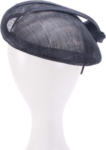 قبعة Teardrop النسائية Sinamay Fascinator Tam Beret Casque لحفلات الزفاف T431 باللون الأسود in Kuwait