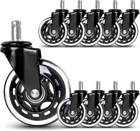 Office Chair Caster Wheels Replacement, Heavy Duty Casters Safe for All Floors,Without Chair Mats. 3" Office Furniture Casters Replacement,Universal Fit (1set) in Saudi Arabia