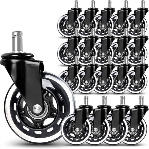 Office Chair Caster Wheels Replacement, Heavy Duty Casters Safe for All Floors,Without Chair Mats. 3" Office Furniture Casters Replacement,Universal Fit (1set) in Saudi Arabia