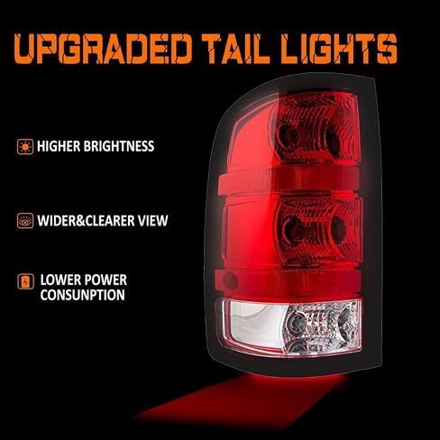 Tail Light Compatible With 2007 2008 2009 2010 2011 2012 2013 GMC Sierra 1500 2500HD 3500HD, A Pair Of Tail Lamps With Black border And Halogen Bulbs in Saudi Arabia