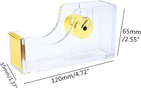 NatSumeBasics Gold Tape Dispenser Clear Acrylic Tapes Dispenser for Desk Aesthetic Office School Accessories Supplies (Clear Gold) in Kuwait