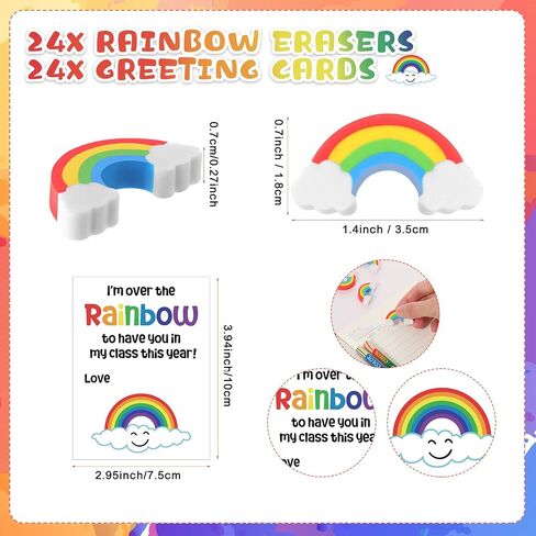 24 Set Back to School Gifts for Students Included 48 Rainbow Pencils for Kids 24 Rainbow Erasers 24 Greeting Cards with Clear Bags First Day of School Gifts for Classroom Reward Kindergarten in Saudi Arabia