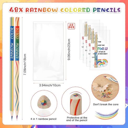 24 Set Back to School Gifts for Students Included 48 Rainbow Pencils for Kids 24 Rainbow Erasers 24 Greeting Cards with Clear Bags First Day of School Gifts for Classroom Reward Kindergarten in Saudi Arabia