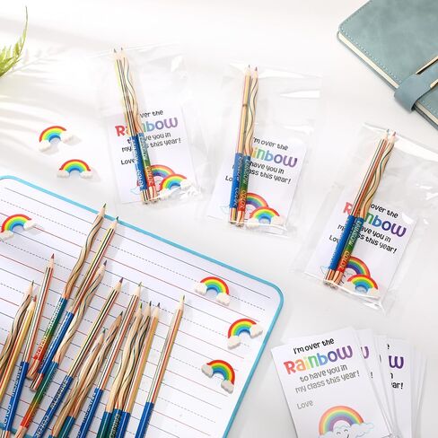 24 Set Back to School Gifts for Students Included 48 Rainbow Pencils for Kids 24 Rainbow Erasers 24 Greeting Cards with Clear Bags First Day of School Gifts for Classroom Reward Kindergarten in Saudi Arabia