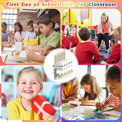 24 Set Back to School Gifts for Students Included 48 Rainbow Pencils for Kids 24 Rainbow Erasers 24 Greeting Cards with Clear Bags First Day of School Gifts for Classroom Reward Kindergarten in Saudi Arabia