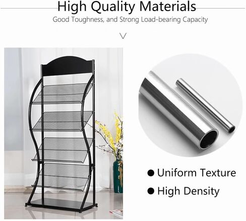 4 Tier Magazine Rack, Brochure Display Rack Floor-Standing, High-hardness metal for Exhibitions, Office, and Any Organization Requiring Information Display (black) in Saudi Arabia