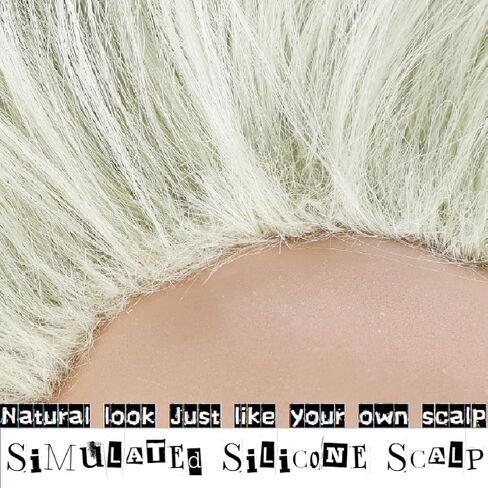 Wiggy Mermaid Unisex Silver Light Green Wig Men, Short Wavy Bald Wig Messy Mad Scientist Wig Old Man Wig Fluffy Crazy Funny Wig + Wig Cap for Movie Halloween Costume Party Cosplay in Saudi Arabia