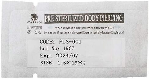 ثقب الأذن من الفولاذ الجراحي المعقم 316L من WARRIOR 14G(1.6 مم) مع كرتين 5 مم طول 14 مم PLS-001 in Kuwait