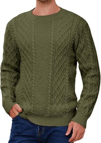 كنزة صوفية أيرلندية للرجال بلوفر جاكار منسوج للجنسين برقبة دائرية محبوكة in Kuwait