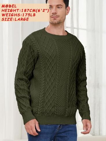 كنزة صوفية أيرلندية للرجال بلوفر جاكار منسوج للجنسين برقبة دائرية محبوكة in Kuwait