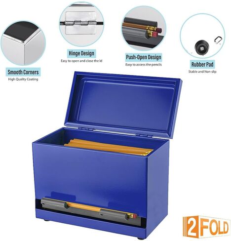 2Fold Supply Pencil Dispenser for Classroom - Stainless Steel Bulk Pencil Holder for Desk - Includes Removable Label Stickers - Teacher Must Haves for Organization - Holds up to 200 Pencils (Silver) in Kuwait
