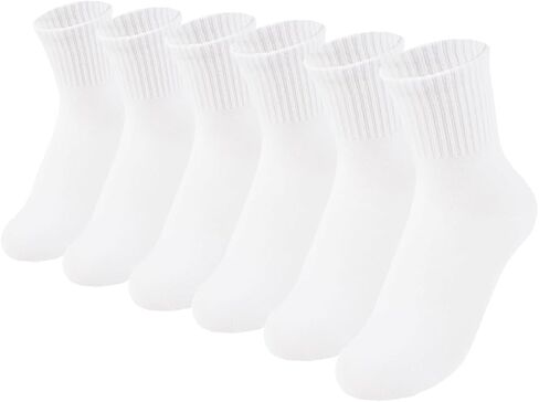 Kids White Seamless Socks Cotton Crew Socks School Ankle Socks with Retro Stripes For Boys Girls in Saudi Arabia
