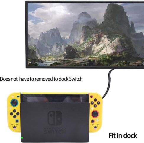 GUTIAL Accessories Bundle for Nintendo Switch - Cute Kawaii NS Accessories kit for Grils Boys Kids with Travel Carrying Case and Cartoon Dockable Cover Case, Screen Protector, Stand - Black in Saudi Arabia