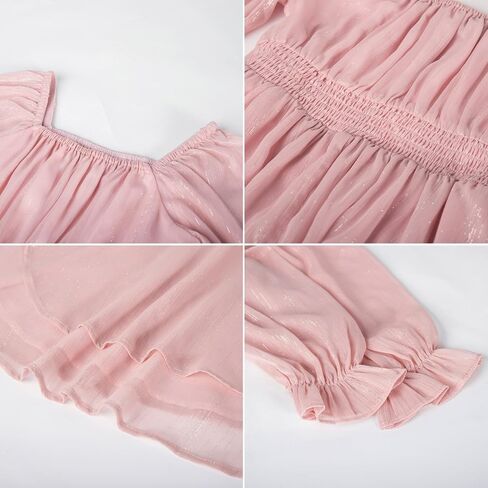 GRACE KARIN Girls Fall Dress Long Sleeve Casual Dresses Square Neck Ruffle Tiered Layer A-line Dress 5-12Y in Saudi Arabia