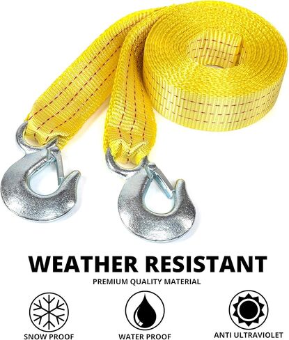 NEIKO 51005A حزام سحب عالي التحمل مع خطافات، 2 بوصة × 20 قدم، حزام بوليستر منسوج، وسعة 10000 رطل، حزام استرداد الشاحنة عالي الدقة وحزام سحب ATV، حبل سحب للمركبات in Kuwait