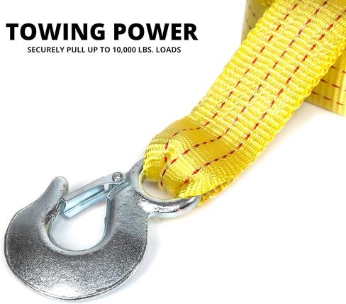 NEIKO 51005A حزام سحب عالي التحمل مع خطافات، 2 بوصة × 20 قدم، حزام بوليستر منسوج، وسعة 10000 رطل، حزام استرداد الشاحنة عالي الدقة وحزام سحب ATV، حبل سحب للمركبات in Kuwait