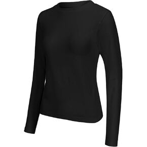 Womens Basic T Shirts Going Out Long Sleeve Seamless Crop Tops Casual Slim Fit Crew Neck Tops Tight Tee