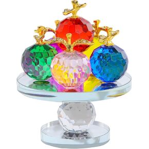 Crystal 40mm Apples Figurines Collectibles Rotatable Crystal Faceted Apples Decorations, Sparkly Crystal Tree Decoration Glass Paperweight Crystal Tree Tabletop Decors for Home Office