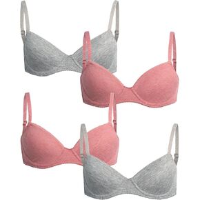 Nautica Girls' Training Bra - 4 Pack/6 Pack Molded and Ribbed A-Cup Girls Sports Bra - Training Bralettes for Girls (30A-36A)