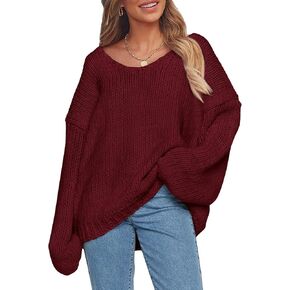 PRETTYGARDEN Women's Fall Trendy Pullover Sweaters Chunky Knit Long Sleeve V Neck Oversized Dressy Casual Cute Tops Blouses