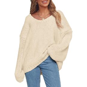 PRETTYGARDEN Women's Fall Trendy Pullover Sweaters Chunky Knit Long Sleeve V Neck Oversized Dressy Casual Cute Tops Blouses in Kuwait