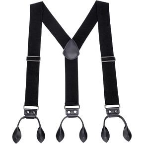 GNEGNI Men's Y-Back Suspenders, 2'' Wide Adjustable Suspenders with Button End, Elastic Heavy Duty Braces Work Suspenders