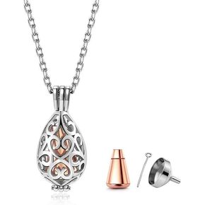 AllerPierce Urn Necklace for Ashes for Women, Hollow Teardrop Butterfly Memorial Locket Pendant Necklace ashes keepsake, Cremation Jewelry for Human Pet Ashes with Funnel Kit