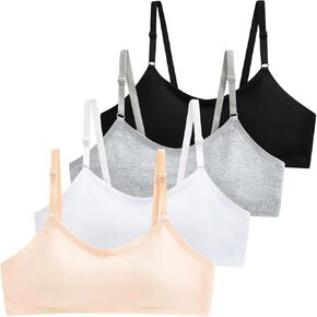 Domee Girls Training Bra Cotton Padded Bralette Sports Pack of 4