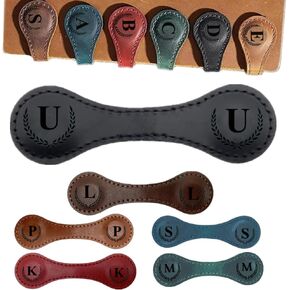 Personalized Magnetic Leather Bookmark, 26 Letters Bookmark Customized Initial Bookmarks Multi Functional Bookmark Cute Bookmark Meaningful Gift for Wonmen Teachers, Book Lovers (M, Blue)
