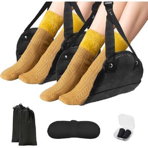 Foot Hammock for Plane Travel - 2Pack Perfect Airplane Foot Hammock Provides Foot Rest for Air Travel, Portable flights foot rest Travel Essentials for Long Flight & Office Leg Rest for Adults