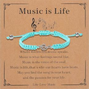Music Bracelet for Women and Men Black Music Teacher Bracelet Music Teacher Appreciation Gifts with Silver Musical Note Music Lovers Best Gifts