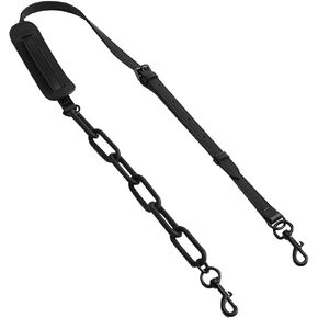 Leather Strap Replacement Crossbody Adjustable with Shoulder Strap Pads and Acrylic Chain for Bags (Black&Chain)