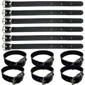 12 Pack Luggage Tag Strap Black Leather Luggage Labels Strap 8"x 0.5" Luggage Replacement Loop Straps with Buckle for ID Name Card Pass Holder Storage Hanging Travel Accessories