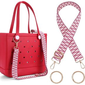 Removable Crossbody Bag Strap with Metal Rings Accessories for Bogg Bag,Wide Shoulder Replacement Adjustable Compatible with Bogg Bag,Pink in Kuwait
