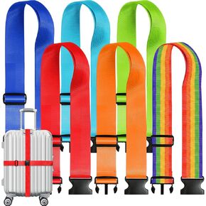 6 Pieces Luggage Straps Patterned Luggage Strap Suitcase Straps Luggage Belt Adjustable Travel Luggage Belt Strap with Quick Release Buckle, 2 inches Wide by 72 inches Long (Flower Style)