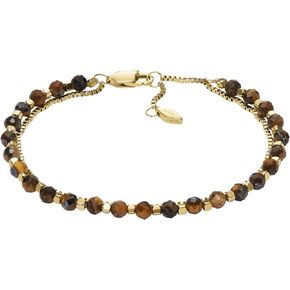 Fossil Women's All Stacked Up Brown Tiger's Eye Multi-Strand Bracelet, Color: Brown/Gold (Model: JF04683710)