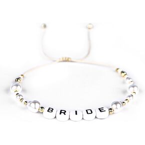 Bride Pearl Beaded Bracelet, Bride Bracelet Adjustable Exquisite Beaded Bracelet Bridesmaid Gift Bachelorette Bracelets Jewelry for Bridal Shower Favor Wedding Accessory
