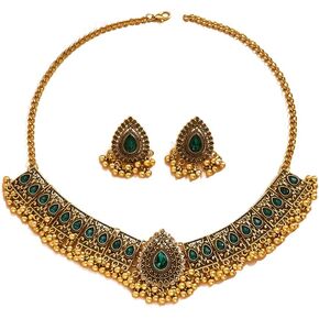 Indian Wedding Bridal Traditional Bohemian Jewellery Set For Women Girls Antique Silver Oxidized Ethnic Party Prom Wear Statement Necklace Earring Tassel Bollywood Choker Punk Crystal Fashion Gift for Bride
