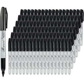 Permanent Markers, 200 Count Black Permanent Markers, Fine Point, Waterproof & Smear Proof Markers, Quick Drying, Office Supplies for School, Office, Home