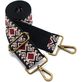 Bronze Buckles Purse Strap, 2" Wide Crossbody Handbag Strap Adjustable Replacement Shoulder Strap Vintage Embroidery Guitar Style(5CM-Color7)