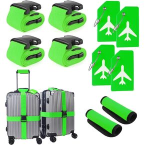 10Pcs Luggage Straps Suitcase Tags Set,Luggage Handle Wrap for Suitcase and Silicone Luggage Tags with Name ID Card Man Women Travel Accessories(Orange)