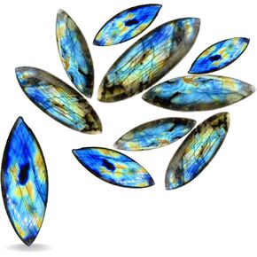 8 Pcs Natural Labradorite Cabochons Marquise Shapes in 26-55MM | Wire wrapping Stones