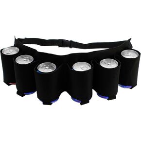 Beer Belt,Beer Soda Belt Holster Adjustable 6 Pack Beer Belt Bottle Holders Beer Bottle Belt Holder for Men Women, Perfect for Barbeque,Camping, Outdoor Sports Hiking and Gift-Giving (Black)