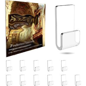 Acrylic Wall Mount Display Hanger,12PC Clear Vinyl Record Display Holder No Screws Self Adhesive Single LP Wall Decor Rack for Displaying Album Covers