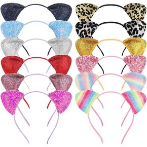 Tbestmax 12 Shining Cat Ear Headbands, Hair Hoop Girls and Adult for Party and Daily Decoration Costume