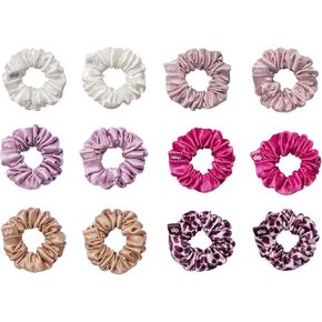 Slip Silk Minnie Scrunchies - French Rose - 100٪ 22 Momme Mulberry Silk مجموعة صديقة للشعر (12 Scrunchies للنساء) in Kuwait