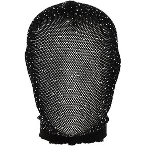 Black Crystal Elastic Mesh Rhinestone Masquerade Masks Full Face Veils See Through Fishnet Headwear Hairbands Turban Head Covers Wraps