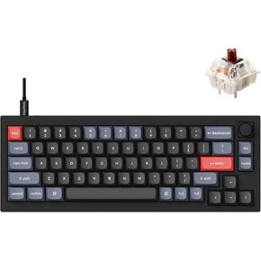 Keychron Q2 Wired Custom Mechanical Keyboard Knob Version, 65% Layout QMK/VIA Programmable Macro with Hot-swappable Gateron G Pro Brown Switch Double Gasket Compatible with Mac Windows Linux (Black)