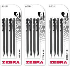 Zebra MP Mechanical Pencil - 0.5mm Fine Nib - Graphite Lead - Black Barrel - Blister Pack of 12