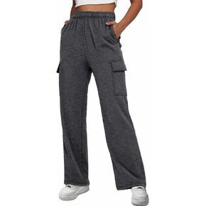 Women's Cargo Sweatpants Baggy Casual High Waisted Straight Leg Pants with Pockets
